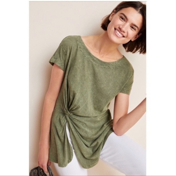 Anthropologie Blue Twist Knot Tee Blouse Sz. S - Picture 12 of 13